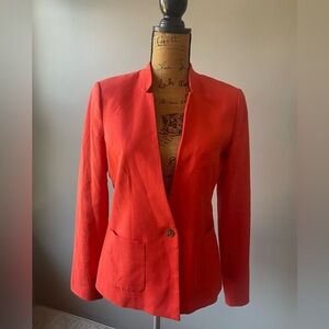 Banana Republic Sz 6 Orange Linen Blend Women’s Collarless Blazer